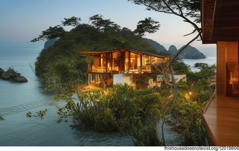A Modern, Sustainable Home in Ko Pha Ngan, Thailand Made from Exposed Wood, Curved Bamboo, and Rocks