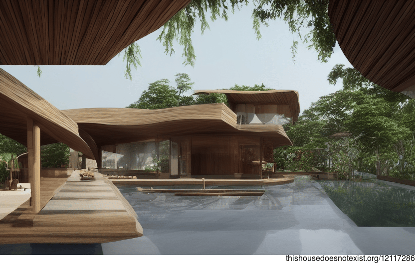 A Modern, Sustainable Home With Exposed Wood and Curved Bamboo