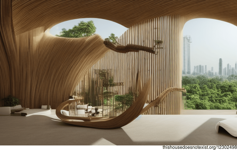 A Modern Home in Bangkok With Exposed Wood and Curved Bamboo