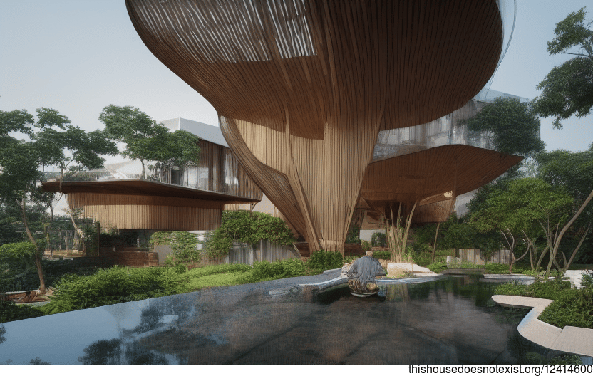 A Modern Bangkok Home with Exposed Wood and Curved Bamboo