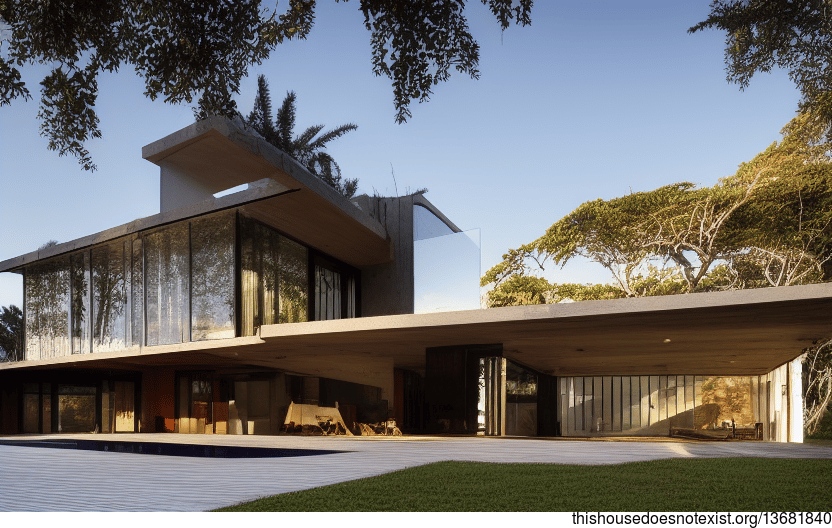 A modern, sustainable, and eco-friendly home in Brazil that is designed with exposed wood, glass, and stone