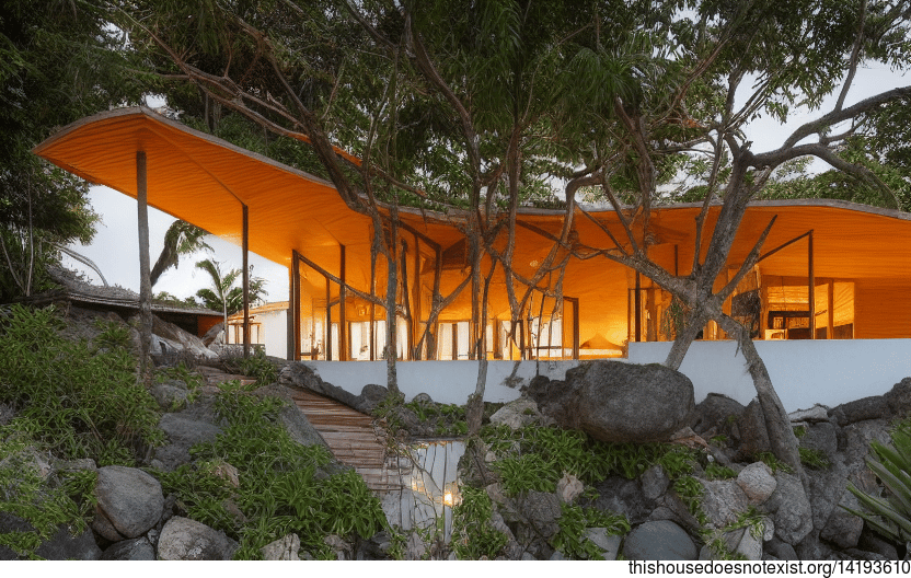 A Sunset Oasis of Wood and Stone
