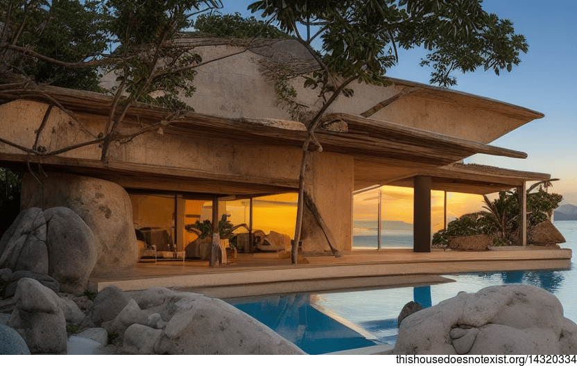A modern home in Rio de Janeiro, Brazil that is designed to take in the stunning sunset views over the beach