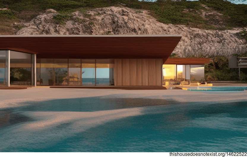 A Curved Beach House in Rio de Janeiro with Exposed Wood and Stone