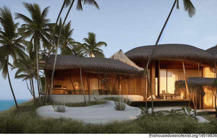 A modern architecture home in Canggu, Indonesia with stunning sunset views of the beach