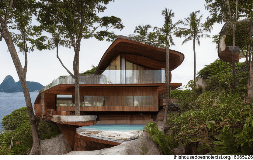 A Modern Home with Exposed Wood, Stone, and Bamboo