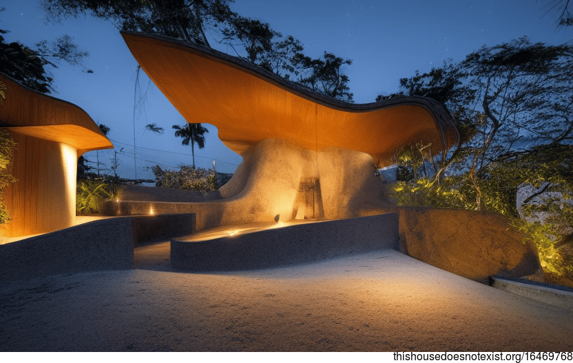 A Dreamy Night oasis with Wood, Stone, and Bamboo Exposed ...