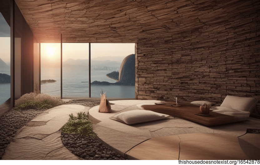 Rio de Janeiro Brazil Interior with Sunset and Exposed Wood and Stone