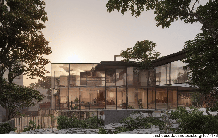 A modern architecture home in Jakarta, Indonesia with an exposed wood