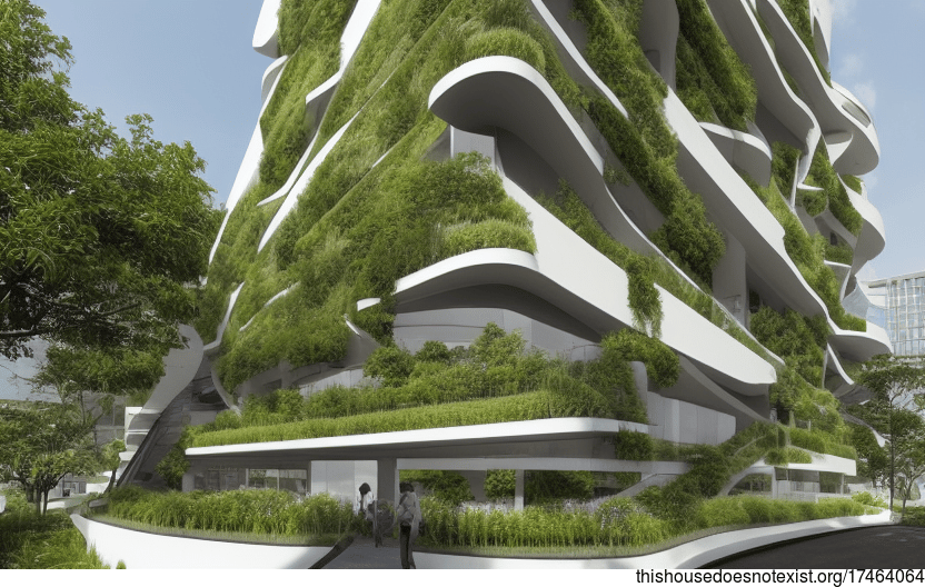 Innovative new office building in Singapore with exposed bamboo plants and vertical gardening