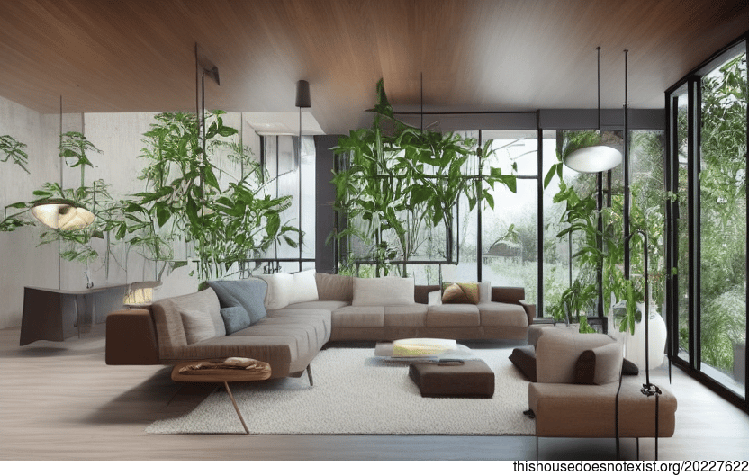 An Eco-Friendly, Modern Interior Design With Hanging Plants