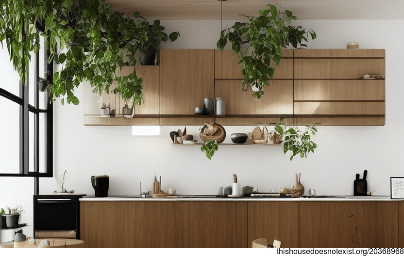 A modern and sustainable architecture home interior design with beautiful hanging plants from Pinterest