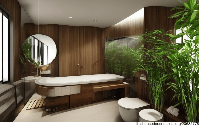 Bathroom design in Bangkok, Thailand with hanging plants