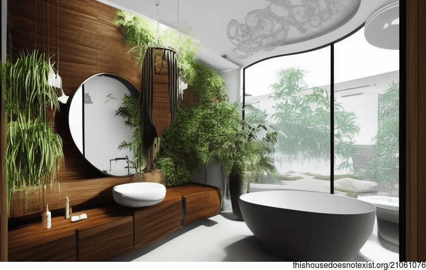 Bangkok's Modern, Sustainable, and Eco-Friendly Interior Designs with Curved Bamboo and Wood Buildings, Hanging Plants