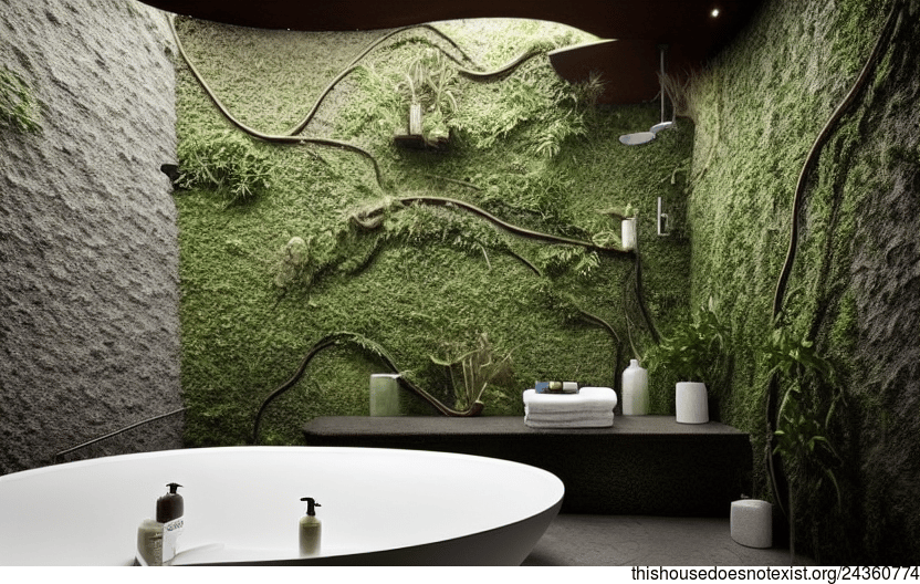 Sustainable and eco-friendly design for your bathroom interior with a view of the beach