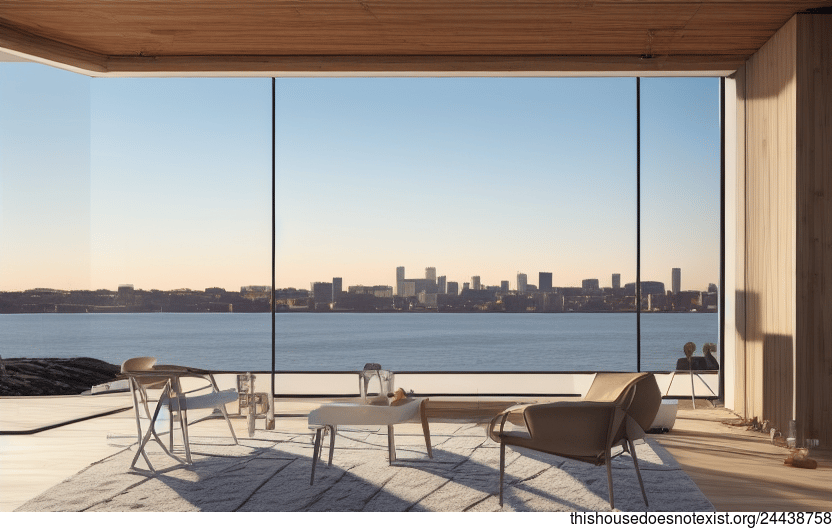 A Minimalist, Sustainable Home with an Unobstructed View of the Boston skyline and harbor