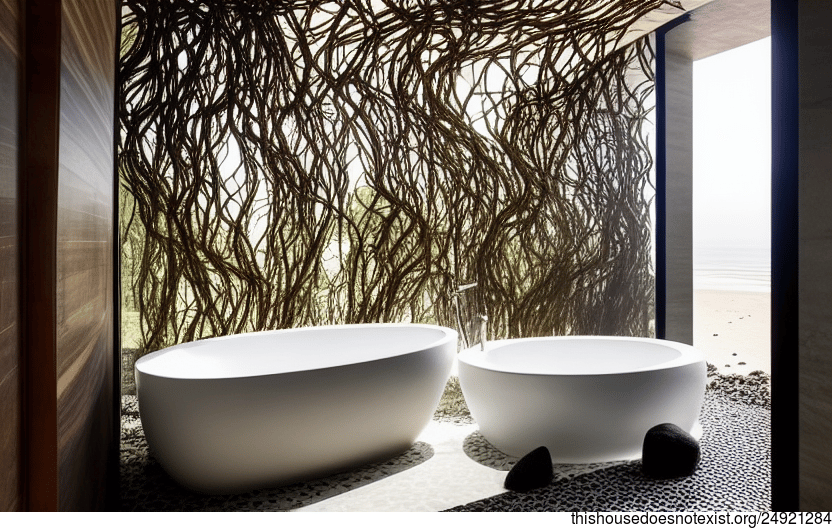 Eco-Friendly and Maximalist Bathroom Interior With a View of Mumbai, India