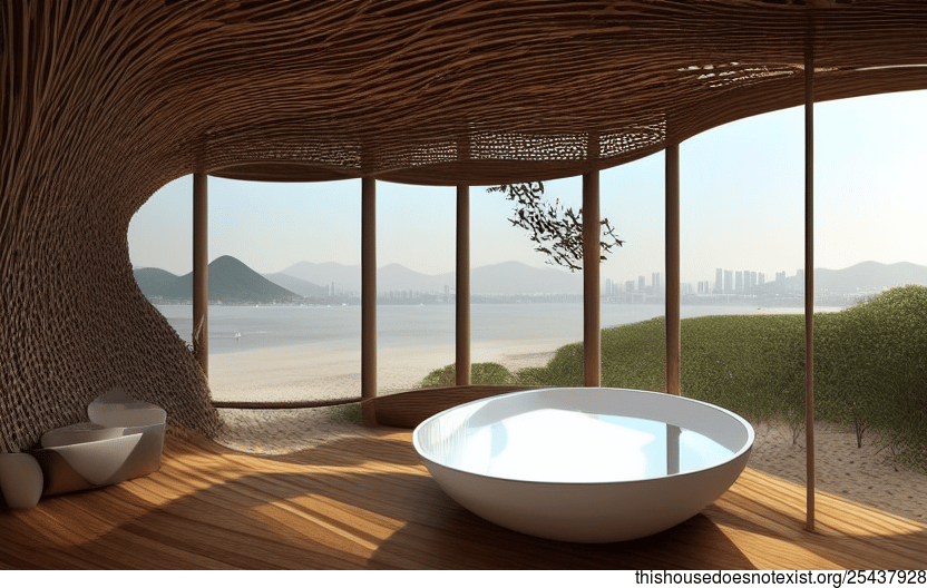 Bathroom Interior With Sunrise View in Seoul, South Korea