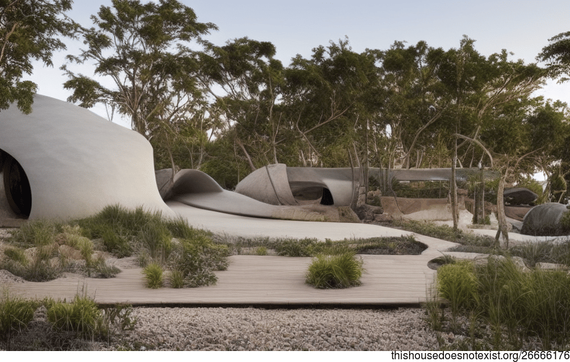 The Eco-Friendly Modern Garden With Exposed Bamboo, Curved Stone, and a Steaming Hot Spring