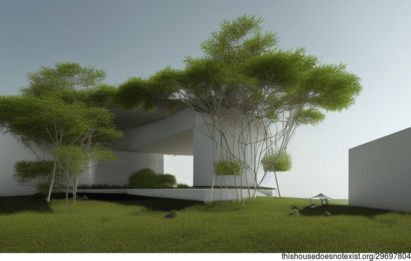 Modern, biology-inspired architecture with a view of the beach