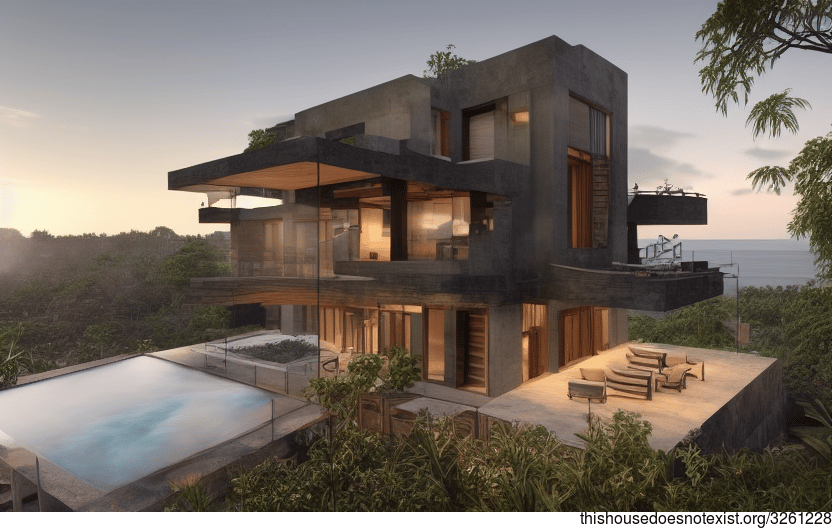 A Modern Architecture Home with a Rocking Jacuzzi and Exposed Timber