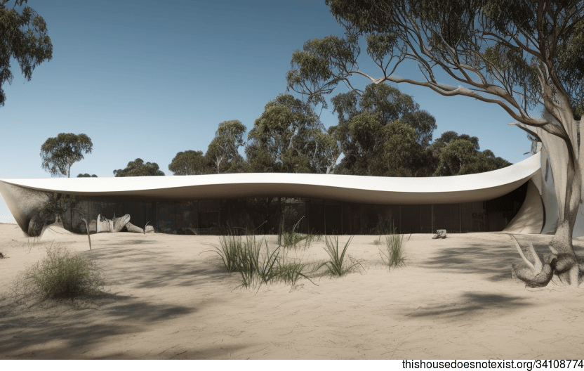 A Modern Home with an Exposed Curved Timber Exterior and a View of