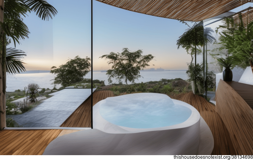 An Exterior with Hanging Plants, a Jacuzzi, and a View of Mumbai
