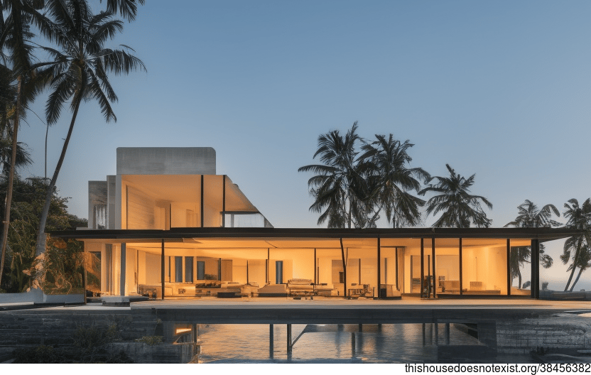 A Modern Home with an Exposed Rectangular Design and a View of Mumbai, India