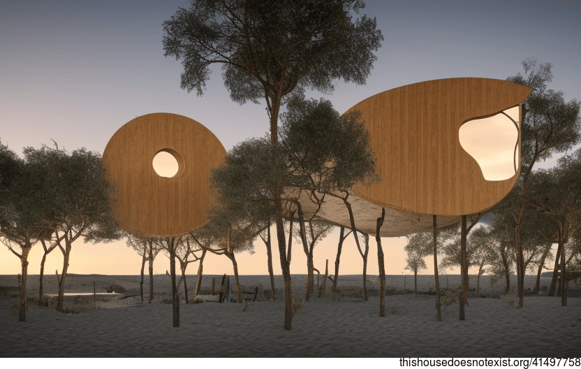 A Modern Beach House in Lisbon with Exposed Circular Bejuca Wood and Meandering Vines