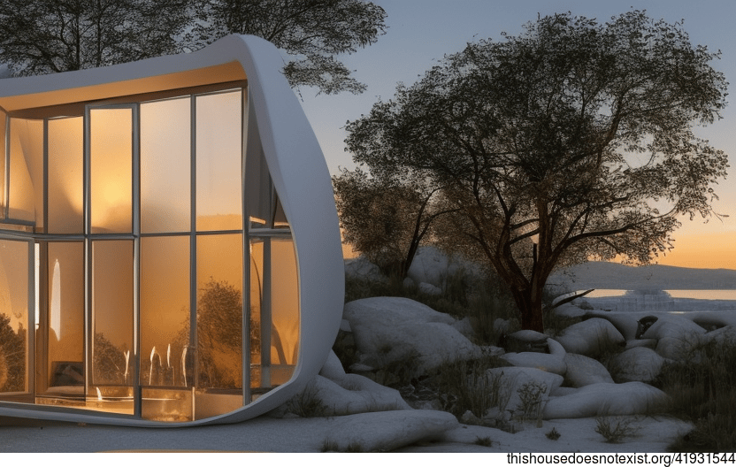 A Modern Architecture Home with Exposed Curved Glass and a View of Istanbul, Turkey in the Background