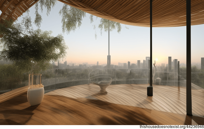 A Modern Architecture Home with a View of Beijing, China in the Background