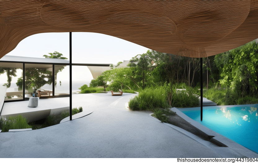 A Modern and Minimalist Garden Designed for Exposure to the Beach Sunset in Jakarta, Indonesia