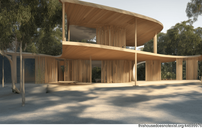 A Sustainable, Eco-Friendly Home with an Exposed, Curved Bamboo Exterior