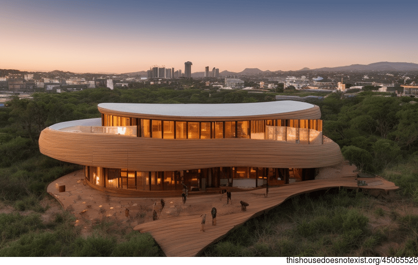 Exposed, Curved Wood and Bamboo Tribal House Exterior on the Beach at