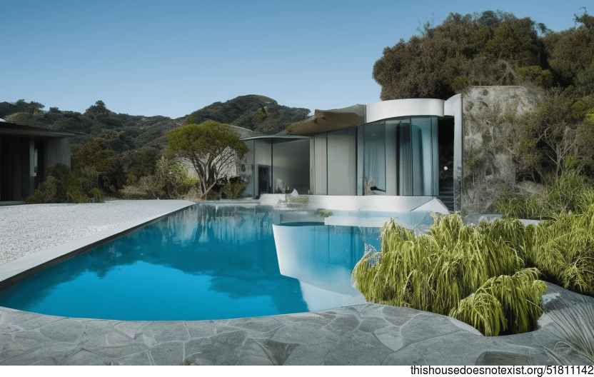 A Modern Beach House in Los Angeles with Exposed Circular Bejuca Vines and an Infinity Pool