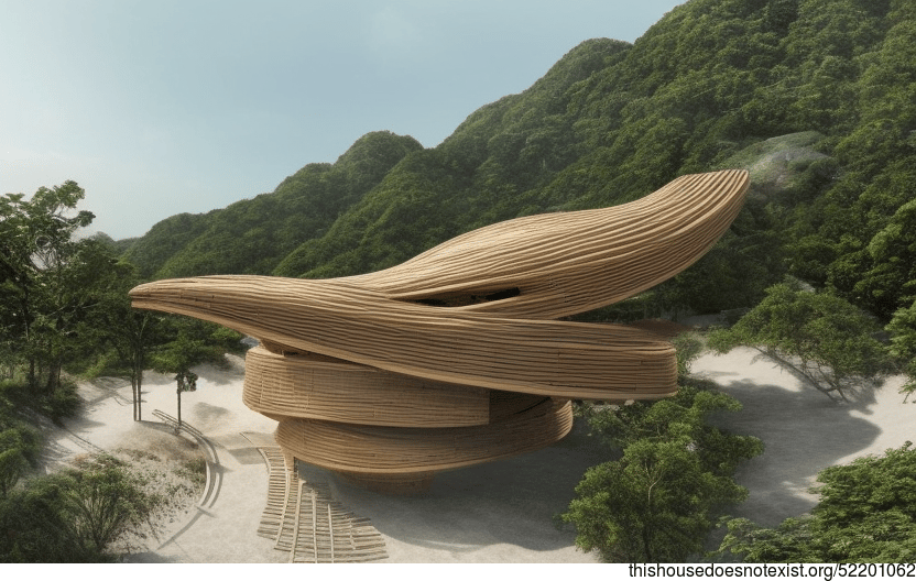 Tribal House Exterior on the Beach, Shenzhen China