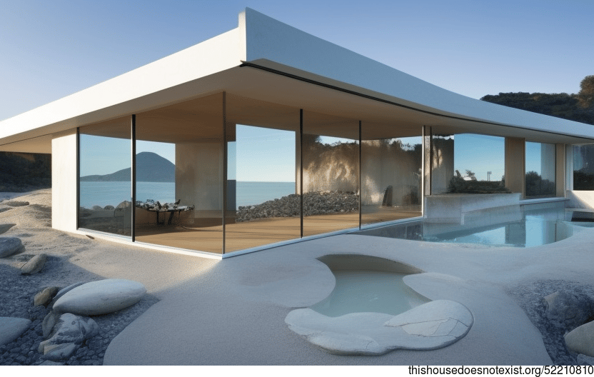 A Minimalist Beach House with an Unobstructed View of the Sunset in Santiago, Chile