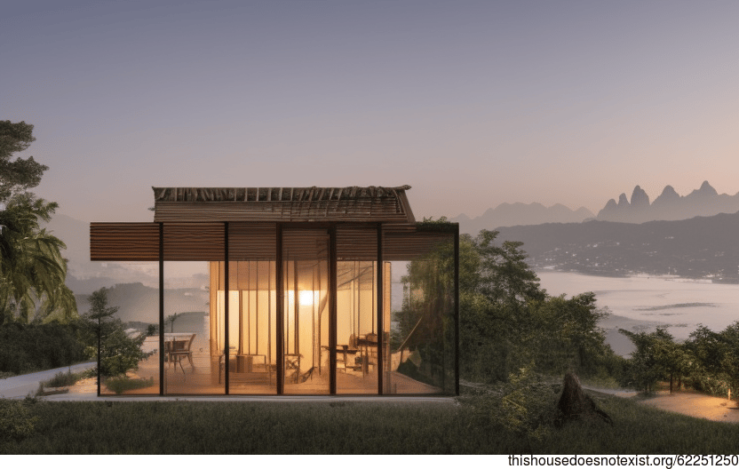 Tribal House Exterior with Beach Sunset View in Milan, Italy