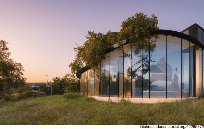 A Modern Architecture Home with a View of the Beach at Sunset