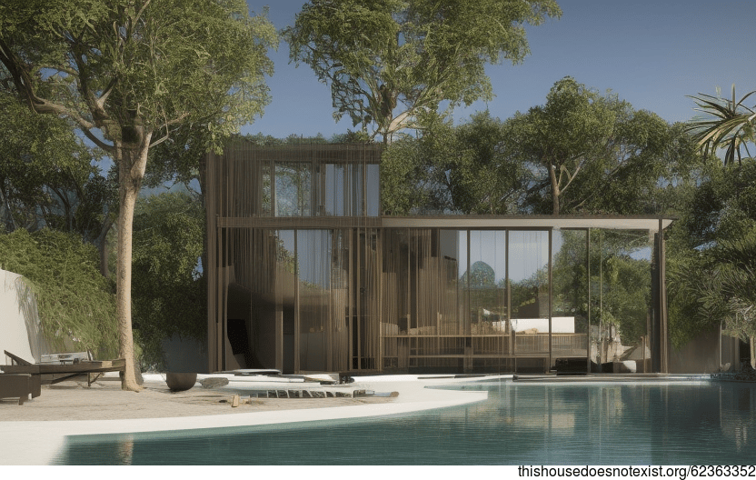 Beach House with Hanging Plants in Santiago, Chile
