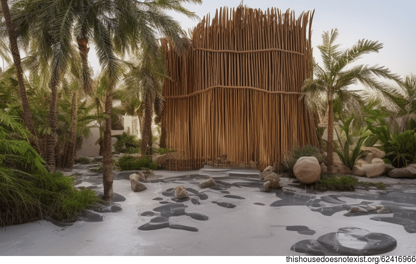 A Modern Beach House in Riyadh, Saudi Arabia with Exposed Glass, Bamboo, and a Hot Jacuzzi