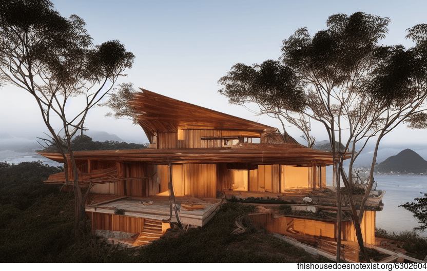 A modern architecture home in Florianopolis, Brazil designed with wood, stone and bamboo exterior