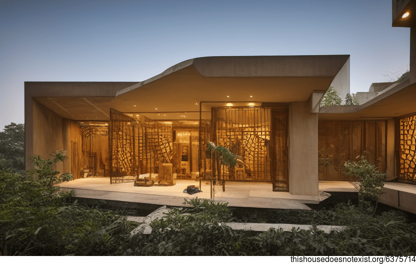 A Curved Bamboo and Stone House in Delhi, India
