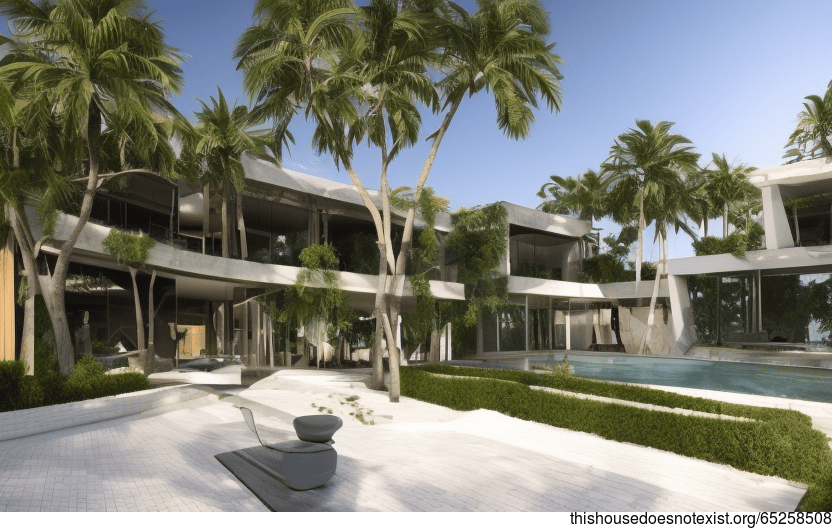 A Maximalist Exterior with an Infinity Pool and Exposed Bamboo
