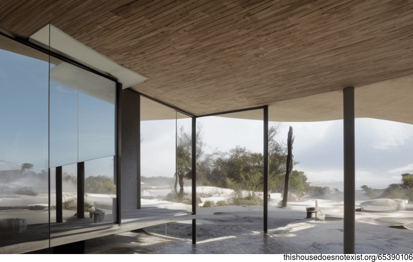 Eco-friendly modern house on the beach with steaming hot spring and view of Johannesburg, South Africa in the background