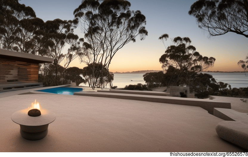 A Modern House on the Beach at Sunset in Melbourne, Australia