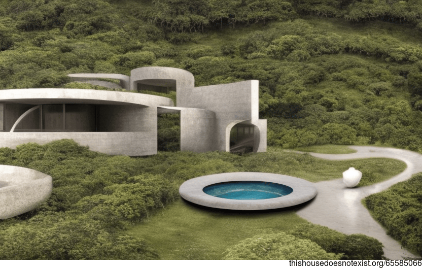 A Modern Beach House in São Paulo, Brazil with an Exposed Circular Fireplace and Infinity Pool