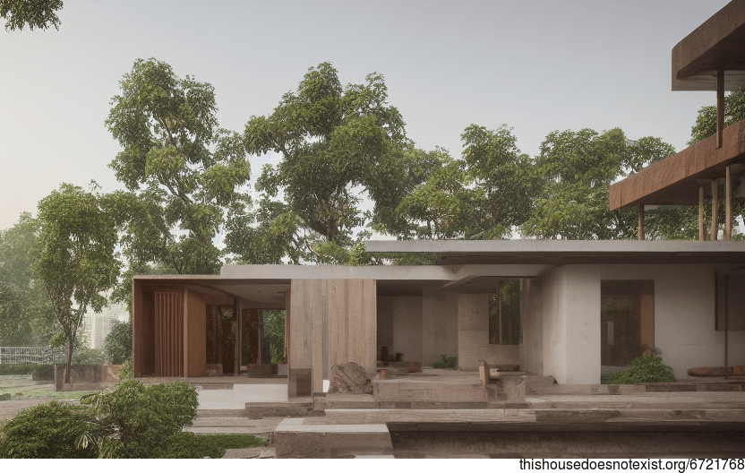 A new Delhi home that seamlessly blends wood, glass, and stone for a modern and stylish exterior