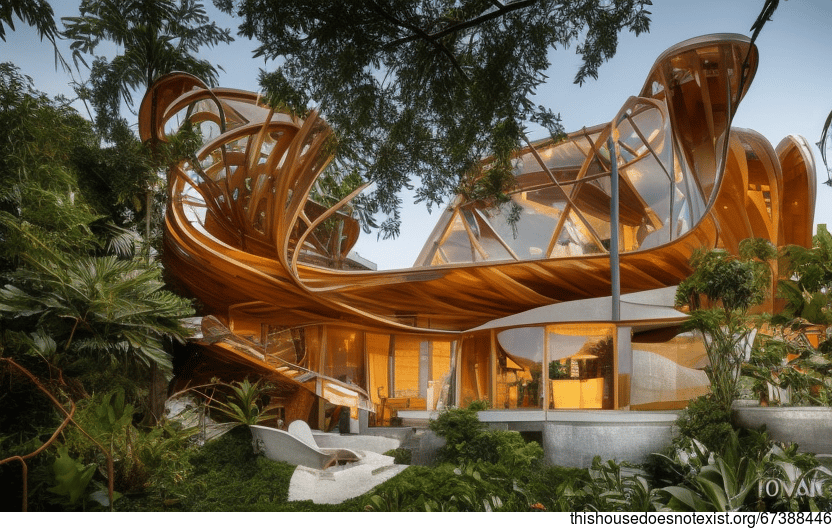 A modern, maximalist house designed for the beach with exposed curved ...