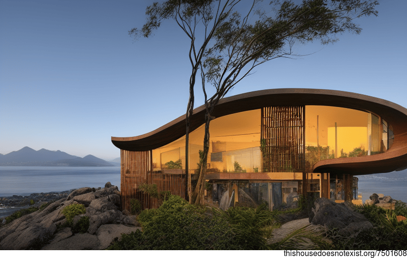 A Modern Curved Wood and Stone House in Florianopolis, Brazil